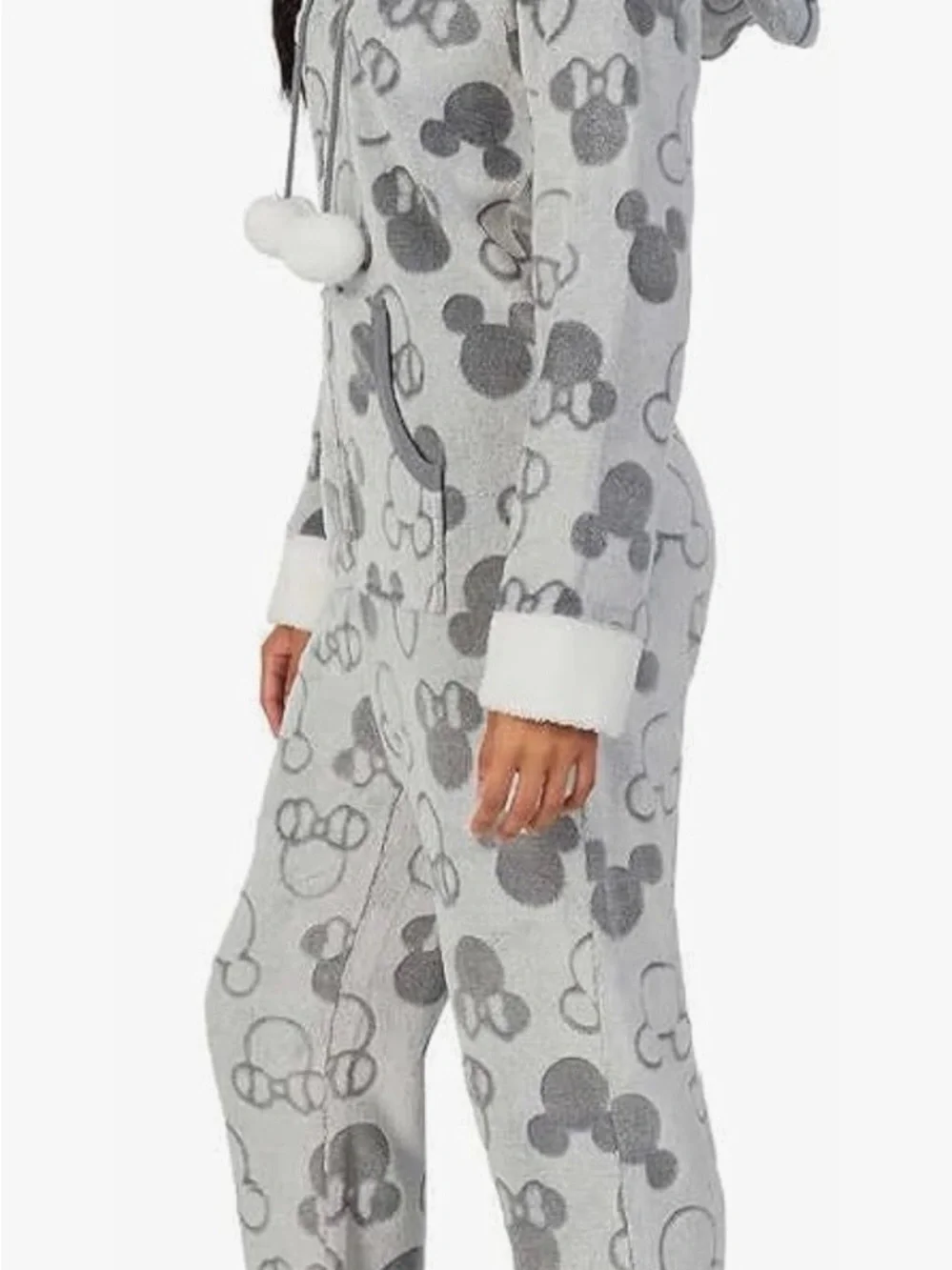 Disney Gray and White Mickey Mouse Fleece Onesie Pajama Set - Picture 3 of 13